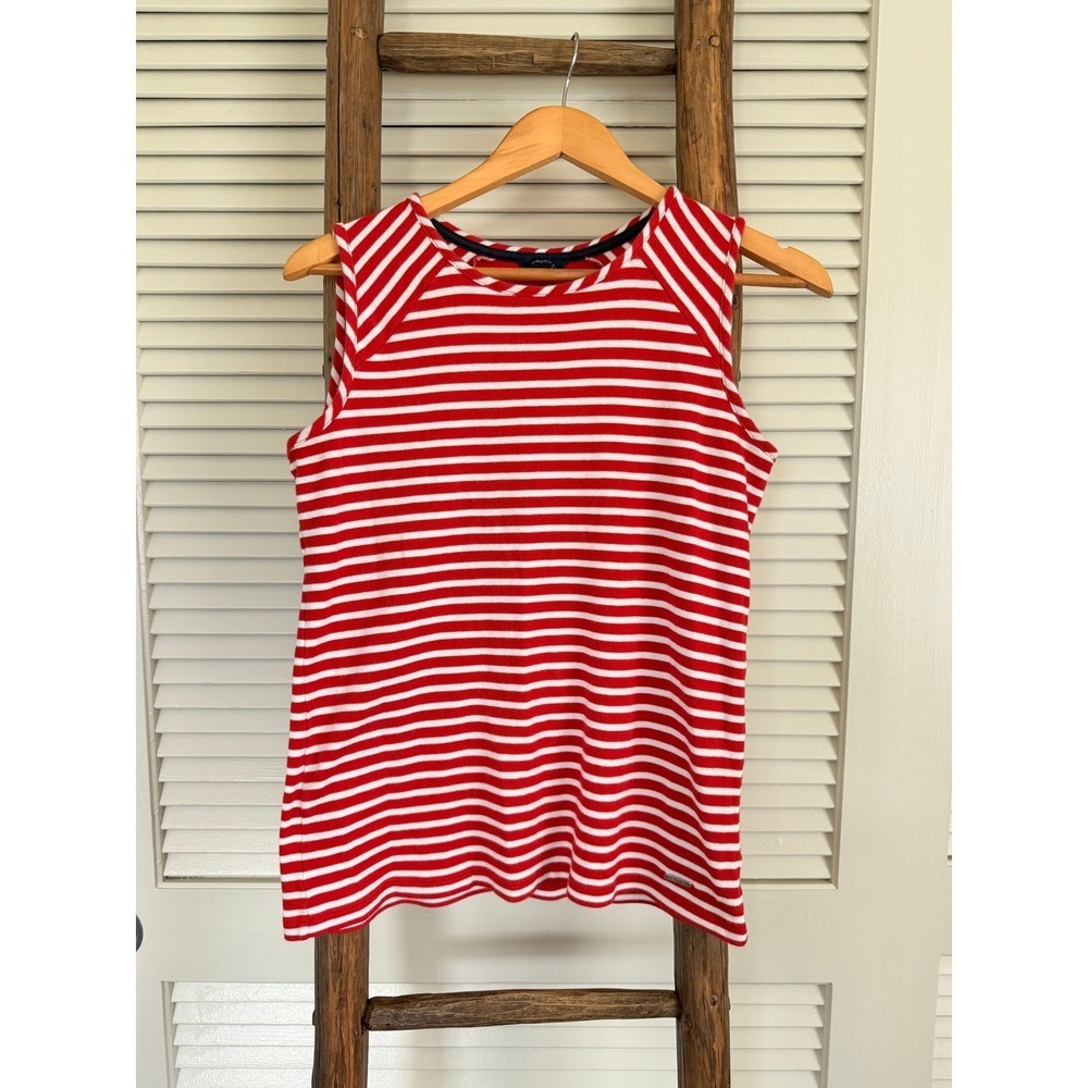 Nautica Red Striped Sleeveless Tank Top Women's Size S Casual Summer‎